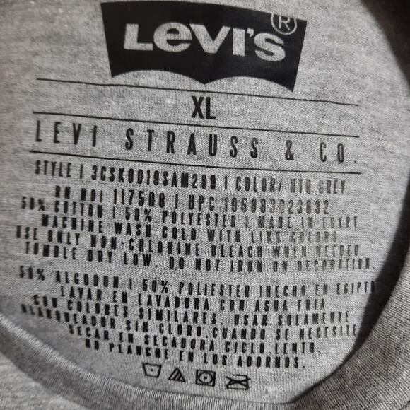 Levi's Men's Crew Neck T-Shirt Gray Short Sleeve Stretch Pullover Size XL - Picture 5 of 5